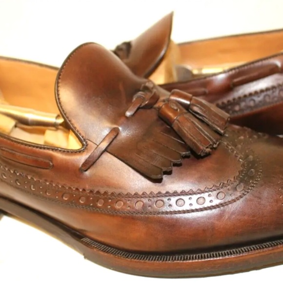 MENS GUCCI BROWN FRINGE TASSEL WINGTIP LEATHER LOAFER DRESS SHOES SZ 7M UK 7.5US main image 13